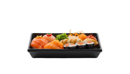 Premium Japanese sushi bento box on white and transparant background