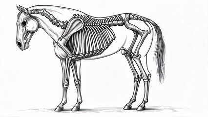 Anatomical horse skeleton drawing