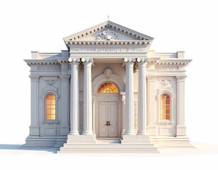 The architecture of the building is a classic luxury model with historic columns and pillars.