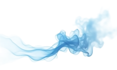 Blue and white smoke wisps isolated on transparent background