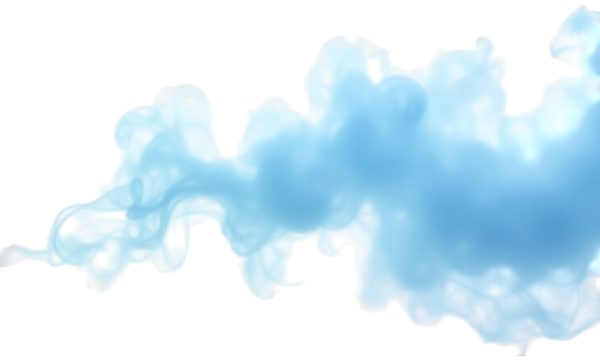 Wispy blue smoke swirl isolated on transparent background