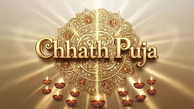 chhath puja festival golden mandala lamps