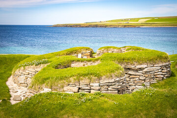 skara brae, neolithic, village, prehistoric, orkneys, orkney islands, stone age, scotland, uk, world heritage