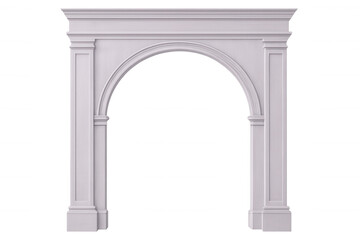Fototapeta premium White architectural arch isolated on transparent background, perfect for interior design visualizations and architectural projects