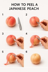 Japanese Peach Peeling Step-by-Step Infographic – 6 Steps