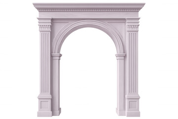 Pink arch with columns on a transparent background, perfect for architectural visualization or design projects