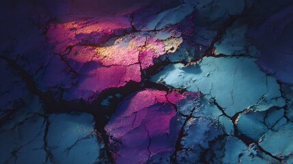 Fototapeta premium Close-up view of cracked pigmented powder.