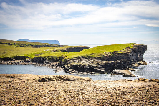cliffs of yesnaby, orkney islands, orkneys, scotland, rocks, sea stacks, uk, coastal