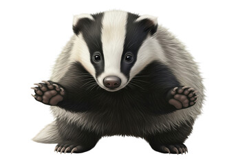 Obraz premium A cute badger with its paws raised isolated on transparent background