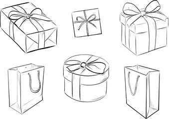 Set with gift boxes vector illustration
