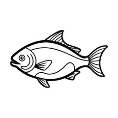 Fototapeta premium thin line vector art of a pacu in side profile b.eps