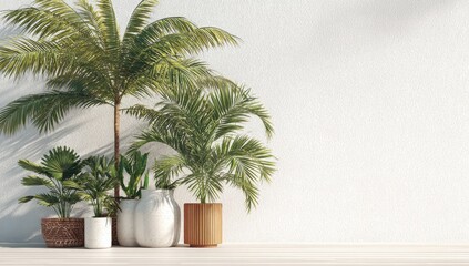 Obraz premium Tropical plants in white room