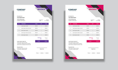  Elegant Purple and White Invoice Template &ndash; Minimal Corporate Design