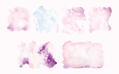 Fototapeta premium Set of Soft-Tone Watercolor Stains Hand-painted
