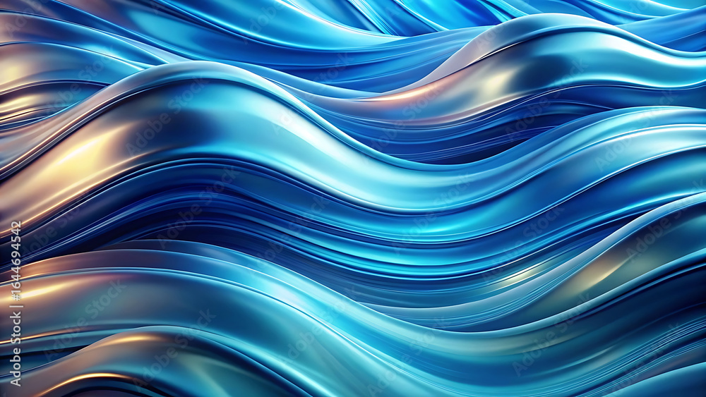 Wall mural abstract blue wave gradient liquid background with smooth fluid texture for creative modern art and 