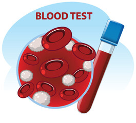 Blood Test Tube with Red and White Blood Cells Illustration