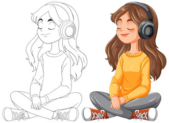 Girl Relaxing with Headphones
