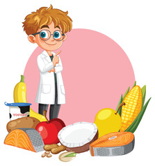 Young Nutritionist with Healthy Food Selection Illustration