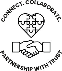 A puzzle piece heart with the words 