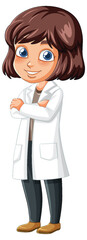 Smiling Female Scientist in White Lab Coat Illustration
