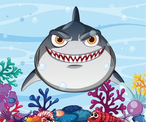 Smiling Shark in Colorful Coral Reef