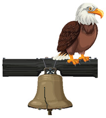 Eagle Perched on Liberty Bell Illustration