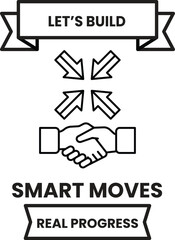 A white and black image of two hands shaking with the words 