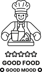 A man in a chef's hat is holding a tray of food and smiling