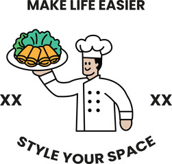 A chef is holding a plate of food and smiling