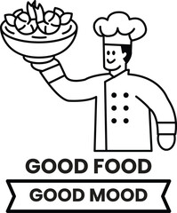 A chef holding a bowl of food