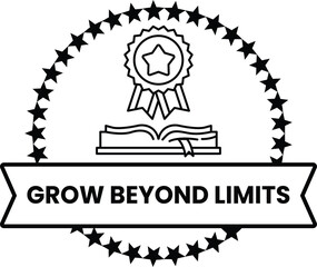 A black and white logo with a ribbon and a star