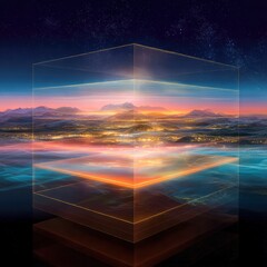 conceptual horizon with overlapping glowing logic layers