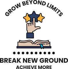 A hand pointing to a book with stars on it