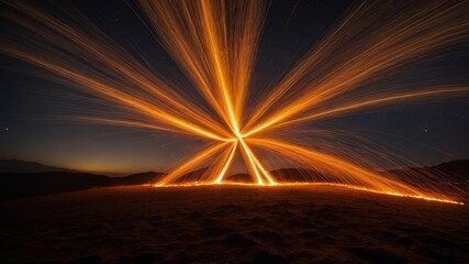Abstract Meskel Bonfire Cross Long Exposure