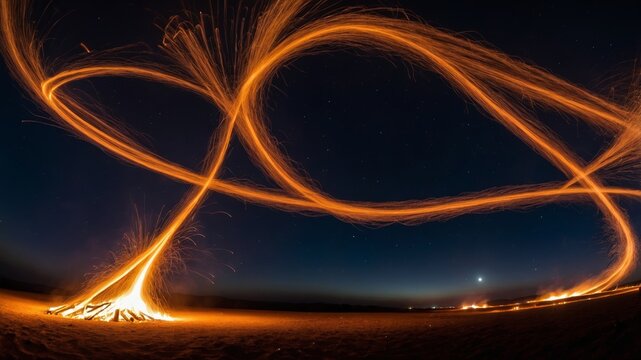Abstract Meskel Bonfire Cross Long Exposure
