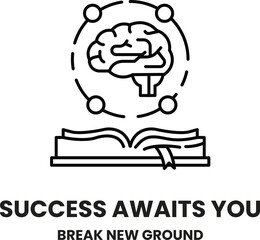 A brain is surrounded by a book and the words 