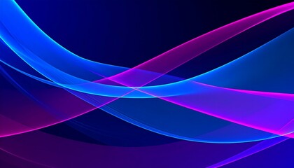 Abstract artwork featuring vibrant blue and pink translucent waves against a dark blue background