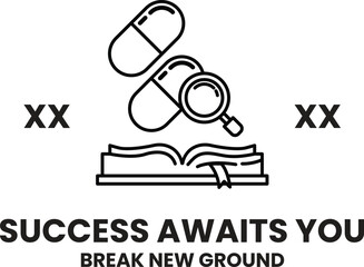 A pill bottle with a magnifying glass on top of it