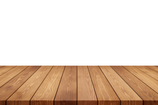 Wooden plank floor with empty space on top, natural light brown wooden texture background, ideal for product display, presentations, mockup design, or advertising template with copy space