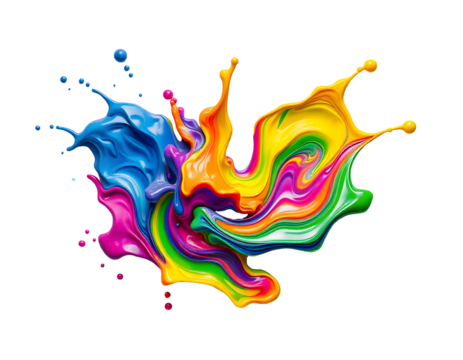 Colorful paint splash explosion with vibrant abstract swirls and liquid effects