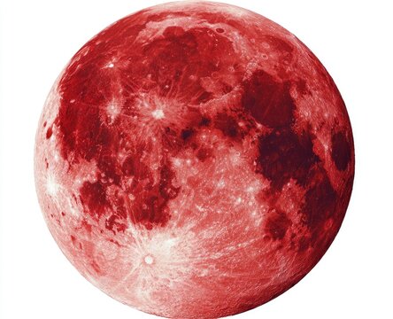 A vibrant, crimson-red full moon