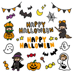 Fototapeta premium かわいいハロウィン関連のイラストセット