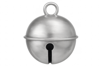 Silver jingle bell isolated on transparent background