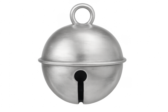 Silver jingle bell isolated on transparent background