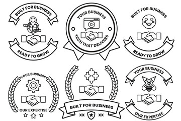 image is a collection of business related symbols and phrases