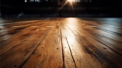 Wooden Floor Texture: A close-up shot revealing the rich, natural texture of wooden planks, illuminated with light, evoking a sense of warmth and rustic charm.