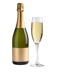 Elegant Champagne Bottle and Flute Glass Ready for Celebration