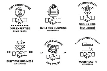 Obraz premium A set of business cards with a handshake symbol