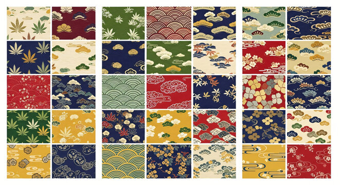 30 Japanese-Inspired Seamless Patterns Textures, Clouds, Waves, Flowers, and More