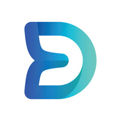 D abstract gradient letter logo